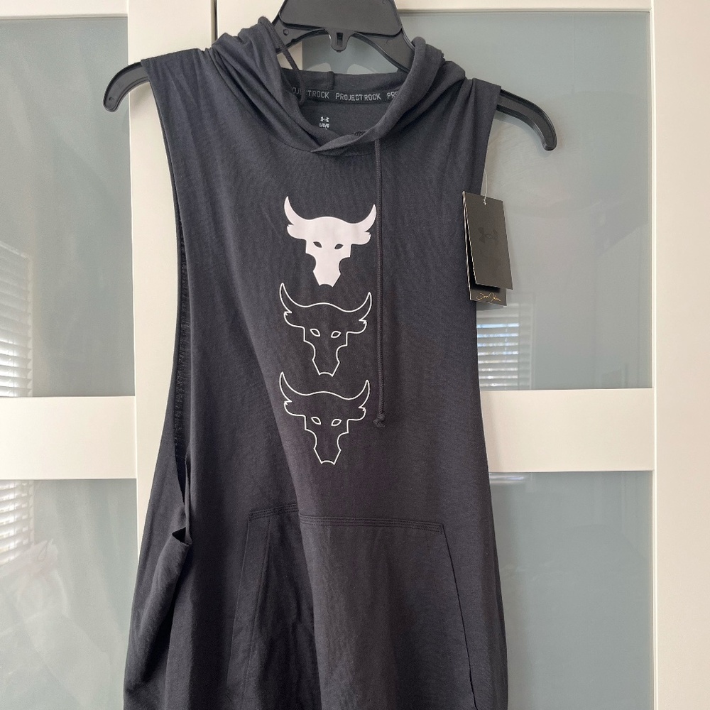 NEW Men's Under Armour Project Rock Payoff Sleeveless Hoodie
